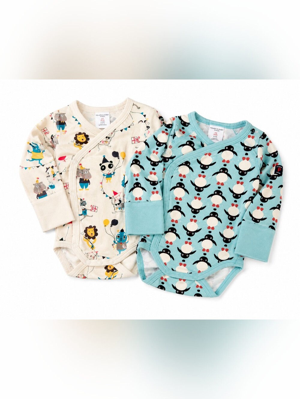 Polarn O Pyret bundle of 2 Wraparound Babygrow bodysuits